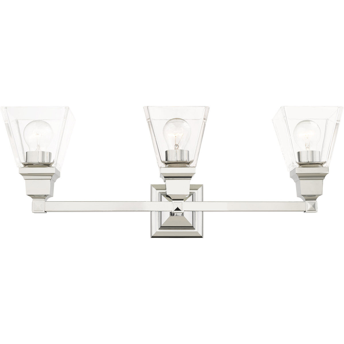 Mission 3 Light 25 inch Polished Chrome Vanity Sconce Wall Light