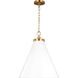 C&M by Chapman & Myers Wellfleet 1 Light 19.5 inch Matte White and Burnished Brass Pendant Ceiling Light in Matte White / Burnished Brass