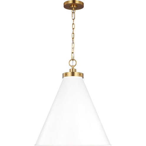 C&M by Chapman & Myers Wellfleet 1 Light 19.5 inch Matte White and Burnished Brass Pendant Ceiling Light in Matte White / Burnished Brass