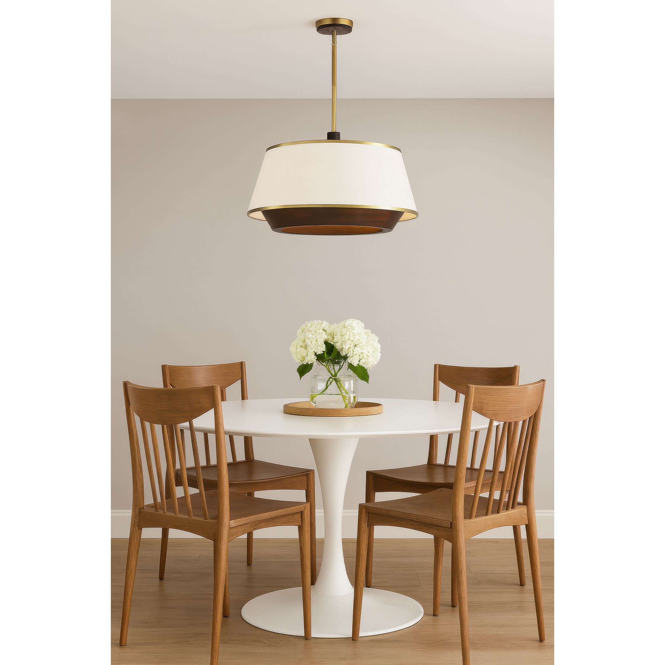 Desert Flyer 6 Light 26 inch Satin Brass with Medium Walnut Pendant Ceiling Light