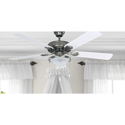 Madison 52 inch Brushed Pewter with Bleached Oak/White Blades Indoor Fan, Dual Mount