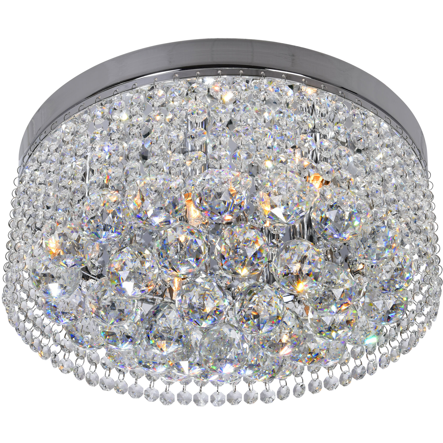 Cascade 6 Light 14 inch Chrome Drum Shade Flush Mount Ceiling Light
