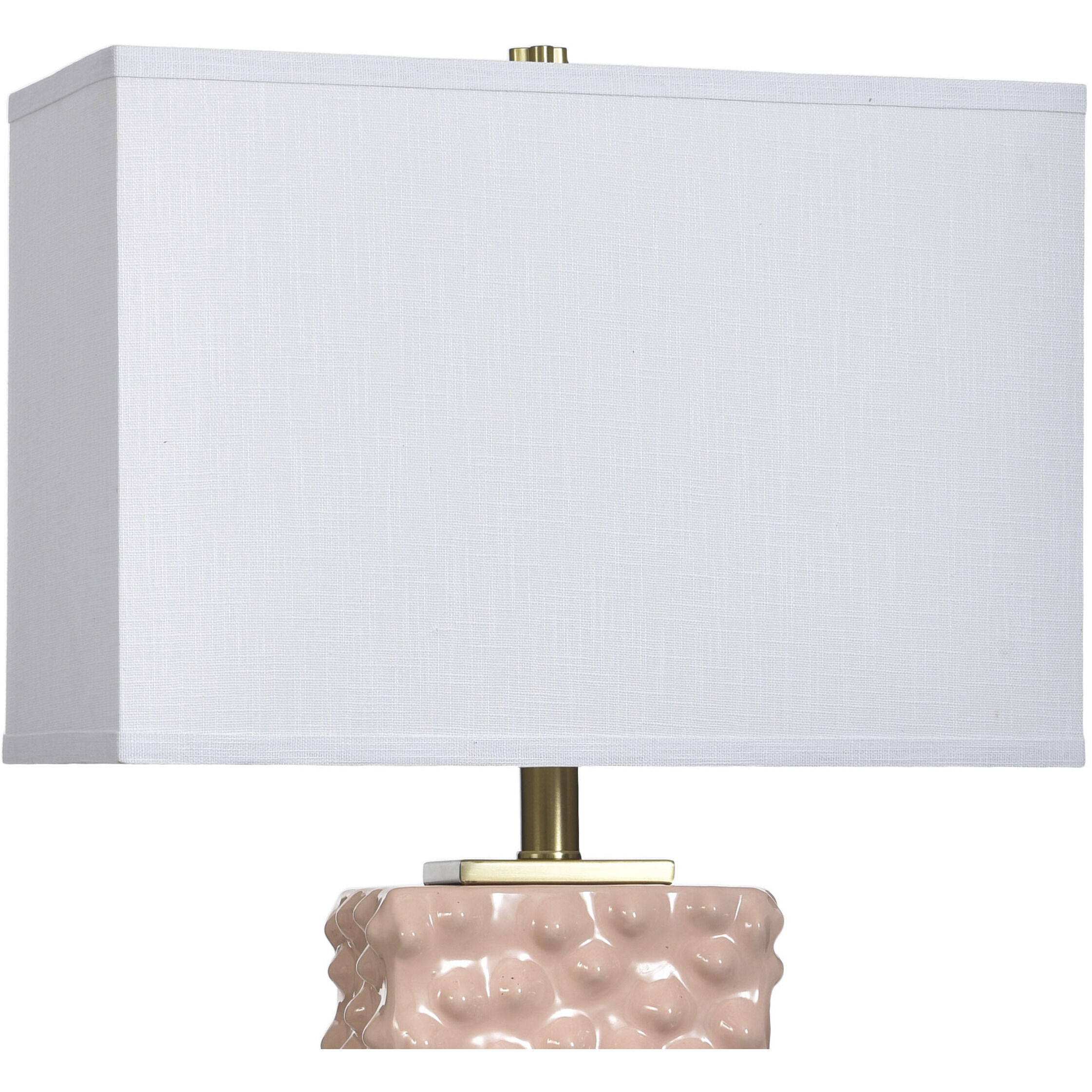 Edmund 30 inch 60 watt Polished Brass and Pearl Blush Table Lamp Portable Light