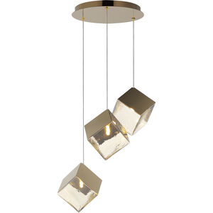 Ice Cube LED 18.5 inch French Gold Multi-Light Pendant Ceiling Light
