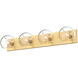 Alora Mood Willow 4 Light 31 inch Brushed Gold Vanity Light Wall Light in Clear Glass