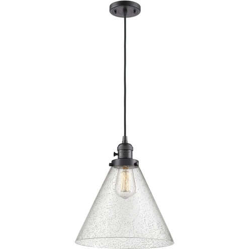 Franklin Restoration Cone LED 12 inch Oil Rubbed Bronze Mini Pendant Ceiling Light in Seedy