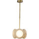 Alonso LED 12.63 inch Vintage Brass and Alabaster Pendant Ceiling Light