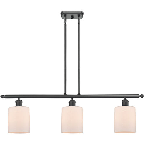 Ballston Cobbleskill 3 Light 36 inch Matte Black Island Light Ceiling Light in Matte White Glass, Ballston