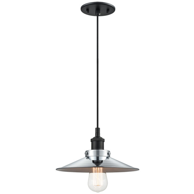 Bulstrode's Workshop 1 Light 11 inch Black Pendant Ceiling Light in Black and Chrome