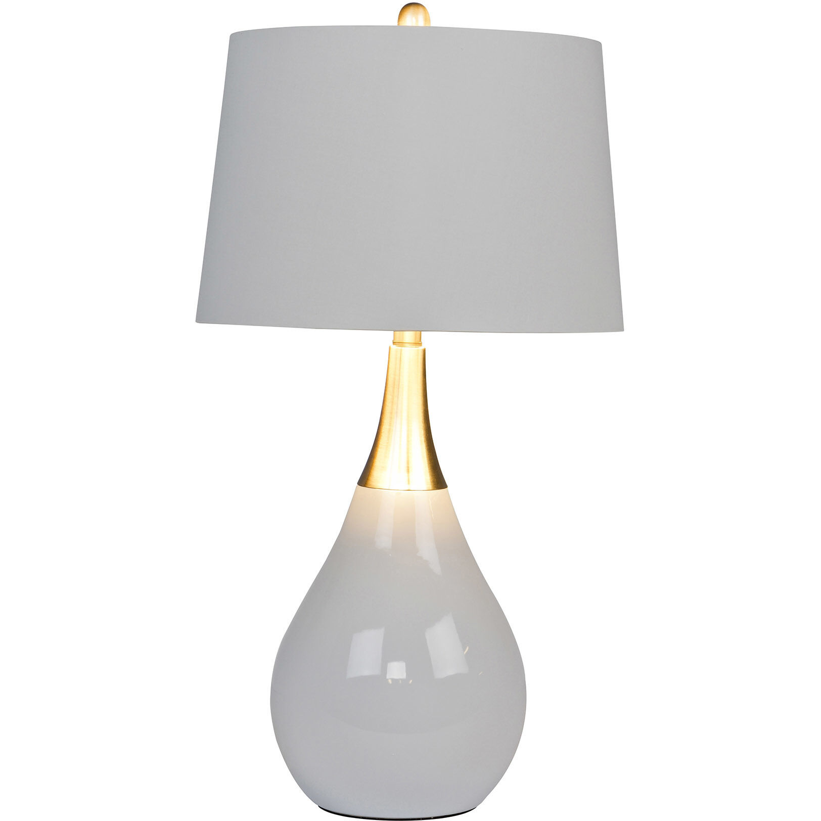 Bejamin 26.5 inch 100 watt Gloss White and Brushed Polished Nickel Table Lamp Portable Light