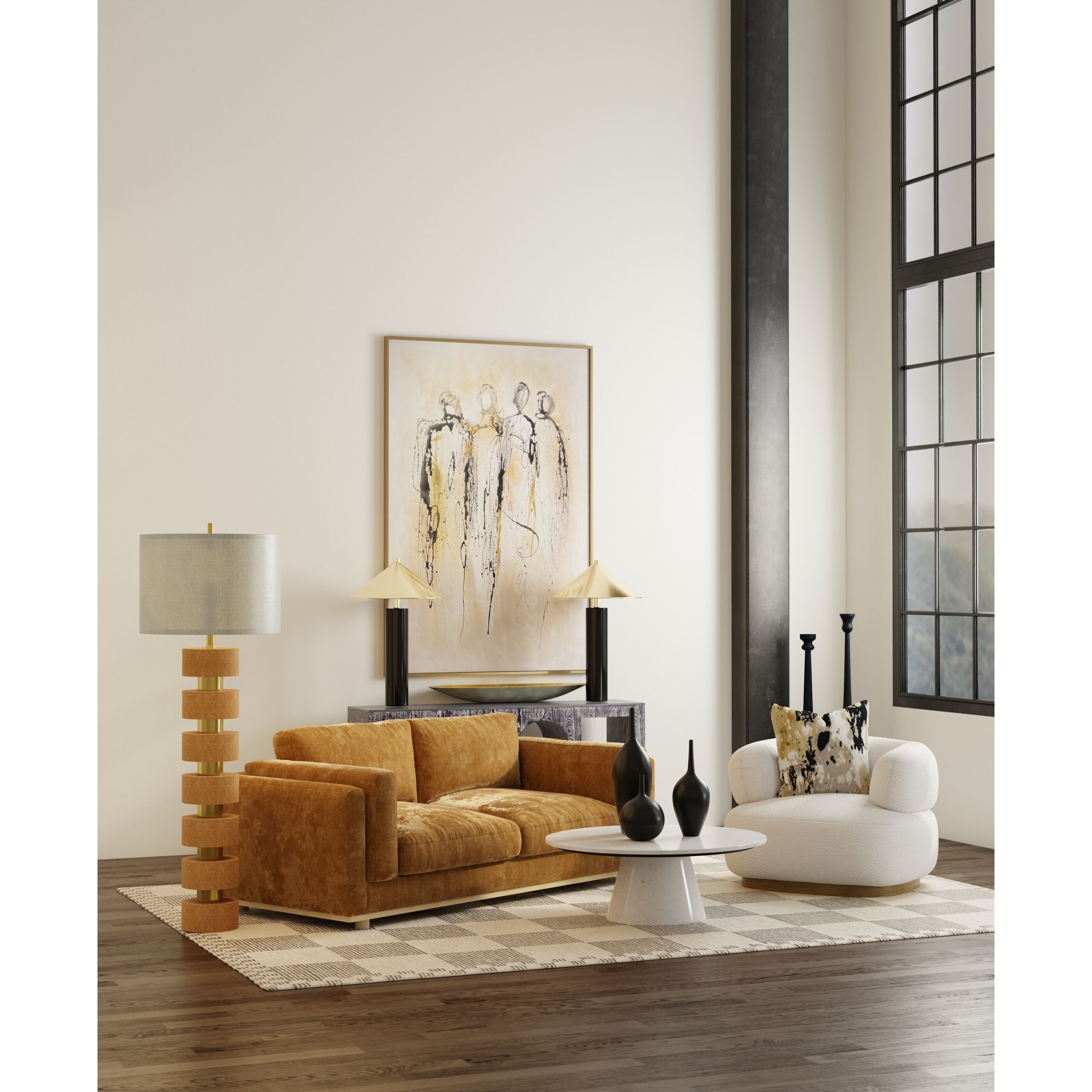 Troupe Gold Foil and Black and White and Cream and Natural Wall Art