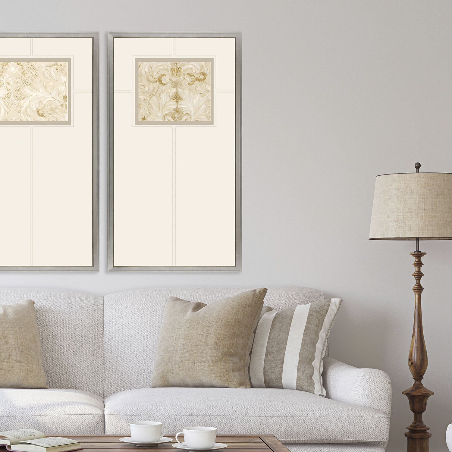 Fragmento Metallic and Beige and Neutral Framed Art, The Studio