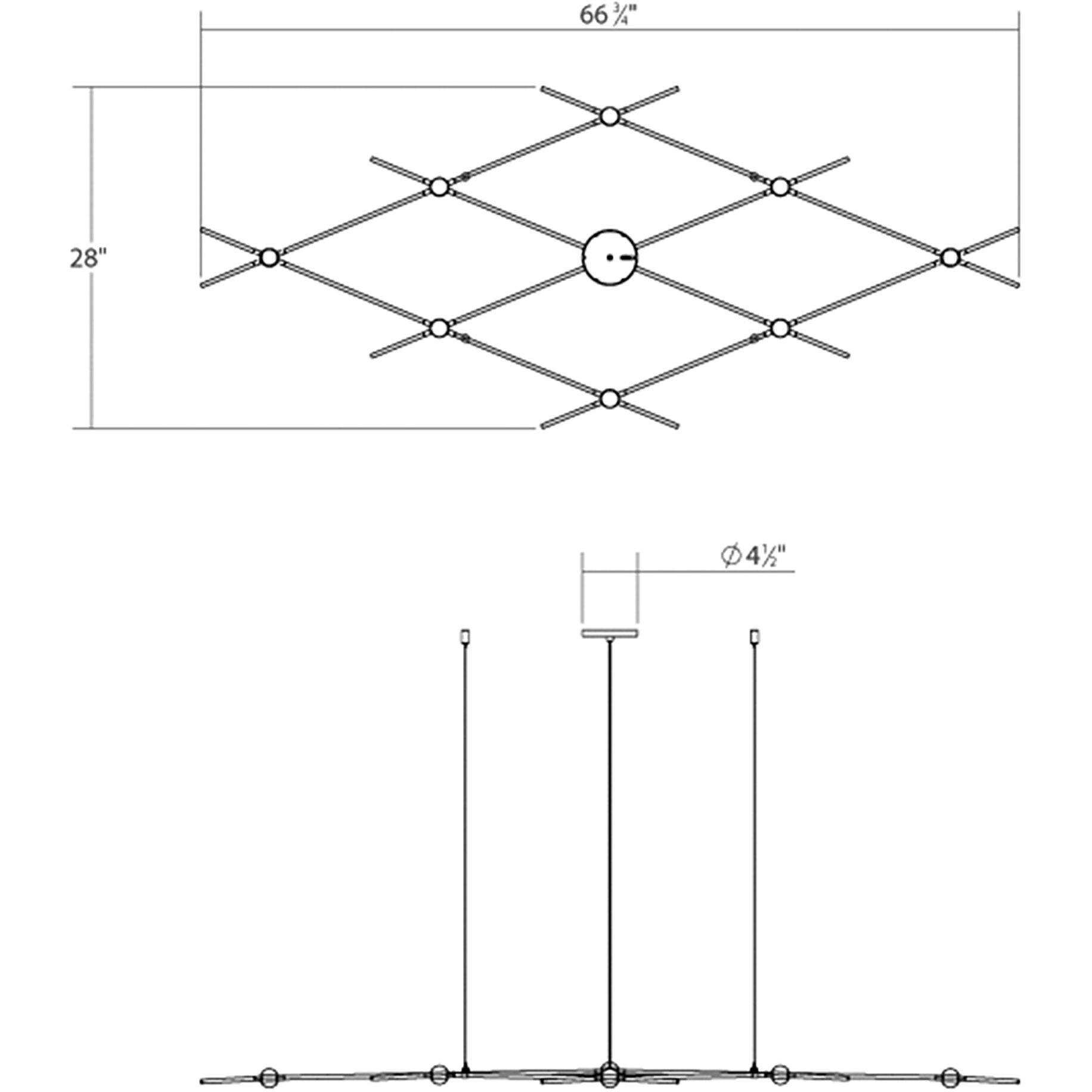 Constellation Aquarius Minor LED 66.75 inch Satin Nickel Chandelier Ceiling Light in 2700K, White Optical Acrylic, 10 FT. Cord