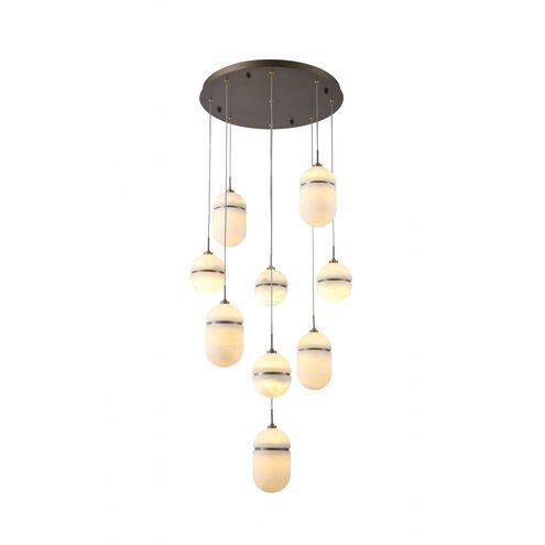 Sedona 9 Light 20 inch Alabster and Aged Brass Multi Port Pendant Ceiling Light