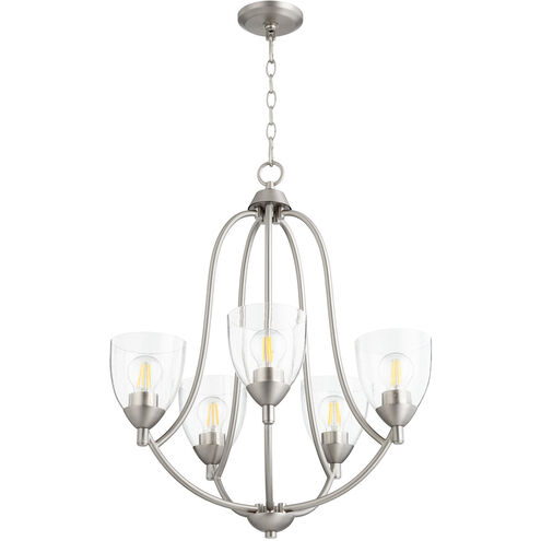 Barkley 5 Light 24 inch Satin Nickel Chandelier Ceiling Light in Clear Seeded