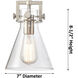 Newton Cone 3 Light 20.38 inch Satin Nickel Pendant Ceiling Light in Matte White Glass