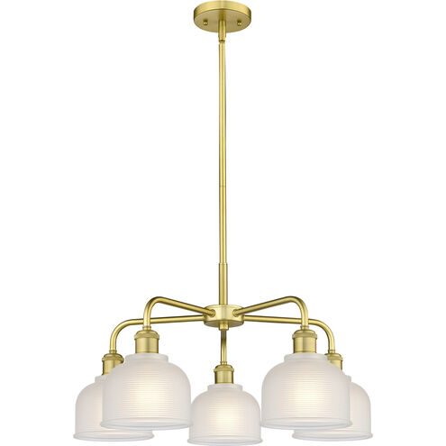 Dayton 5 Light 23.5 inch Satin Gold Chandelier Ceiling Light in White