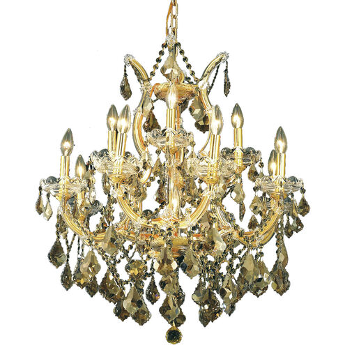 Maria Theresa 13 Light 27 inch Gold Dining Chandelier Ceiling Light in Golden Teak, Royal Cut