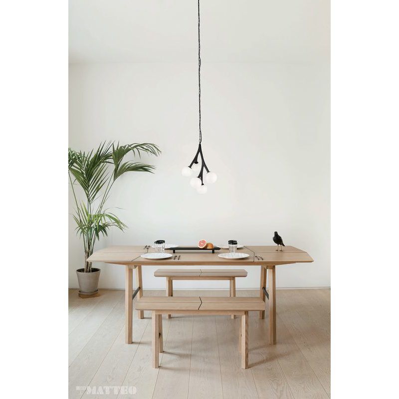 Rami 5 Light 10.88 inch Black Chandelier Ceiling Light in Black and Opal Glass