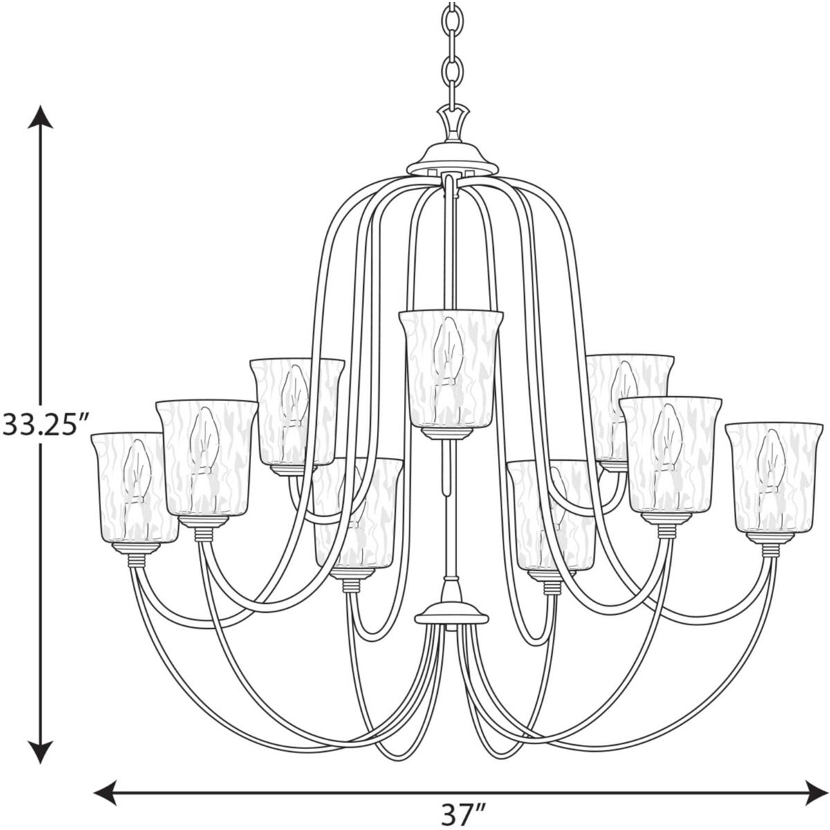 Bowman 9 Light 37 inch Cottage White Chandelier Ceiling Light