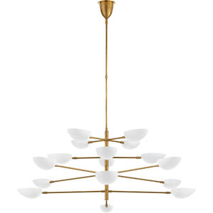 AERIN Graphic 16 Light 69.5 inch Hand-Rubbed Antique Brass Four-Tier Chandelier Ceiling Light in White, Grande