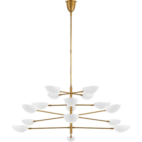 AERIN Graphic 16 Light 69.5 inch Hand-Rubbed Antique Brass Four-Tier Chandelier Ceiling Light in White, Grande