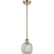 Ballston Belfast LED 6 inch Antique Brass Pendant Ceiling Light in Clear Crackle Glass, Ballston