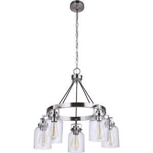 Foxwood 5 Light 25 inch Brushed Polished Nickel Chandelier Ceiling Light