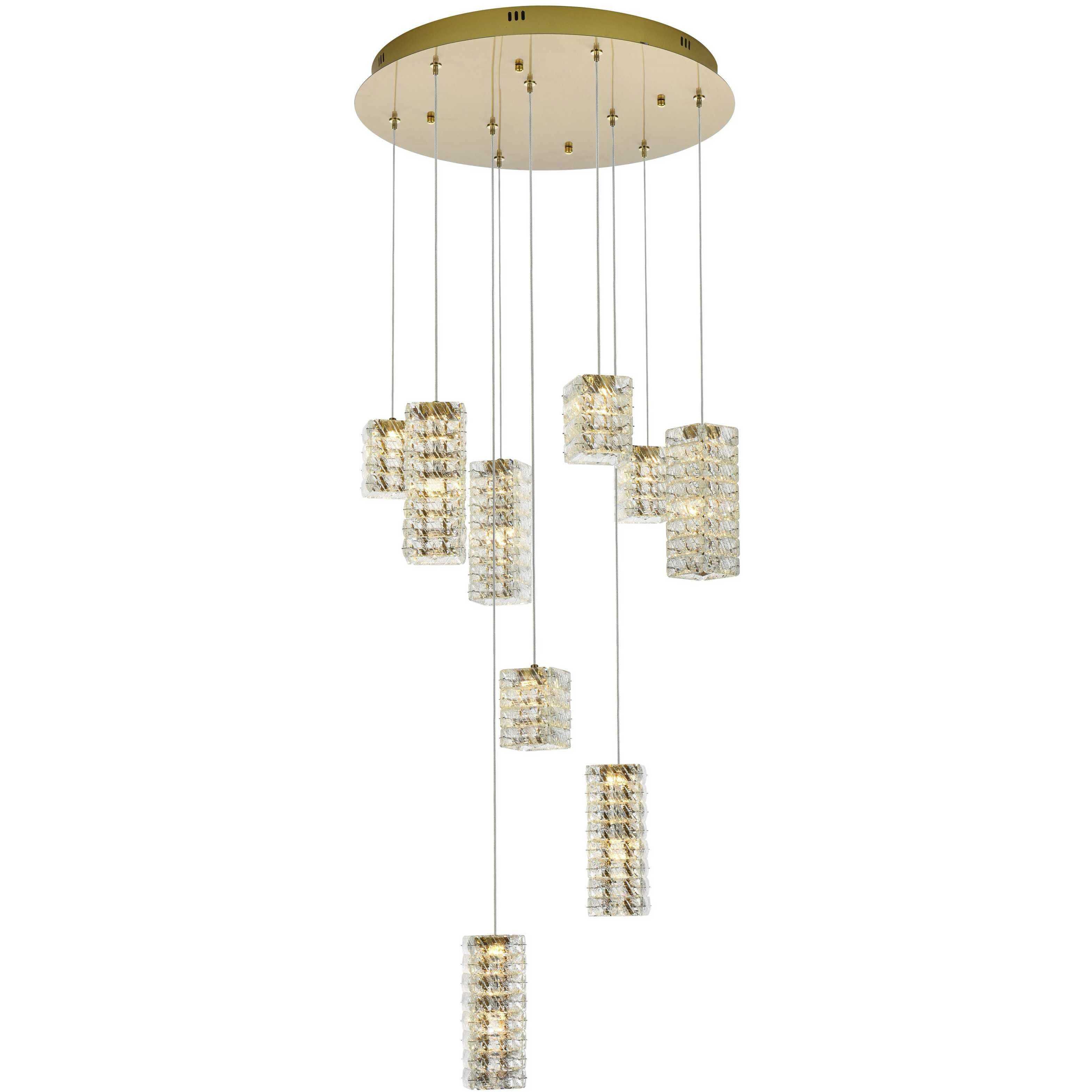 Aston 9 Light 24 inch Satin Gold Pendant Ceiling Light