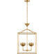 Julie Neill Alberto LED 18 inch Antique-Burnished Brass Open Cage Lantern Pendant Ceiling Light, Medium