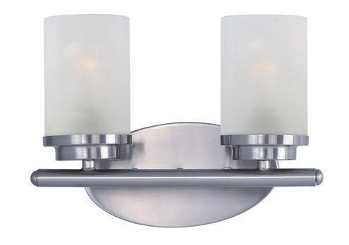 Corona 2 Light 12 inch Satin Nickel Bath Vanity Wall Light in Frosted
