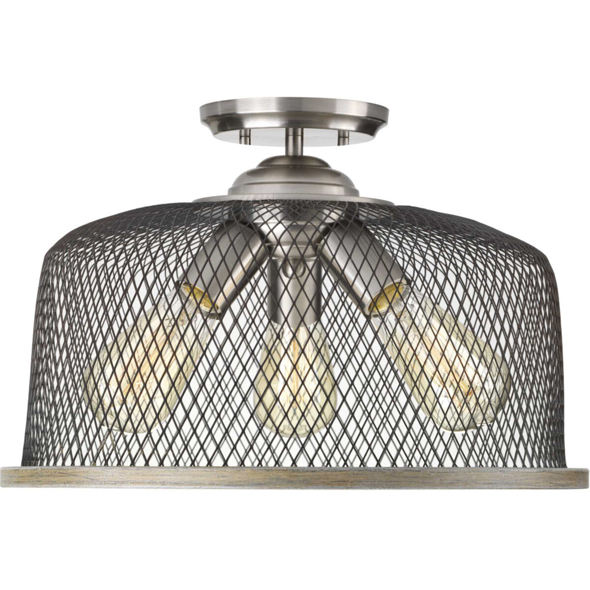 Tilley 3 Light 16 inch Brushed Nickel Semi-Flush Mount Ceiling Light