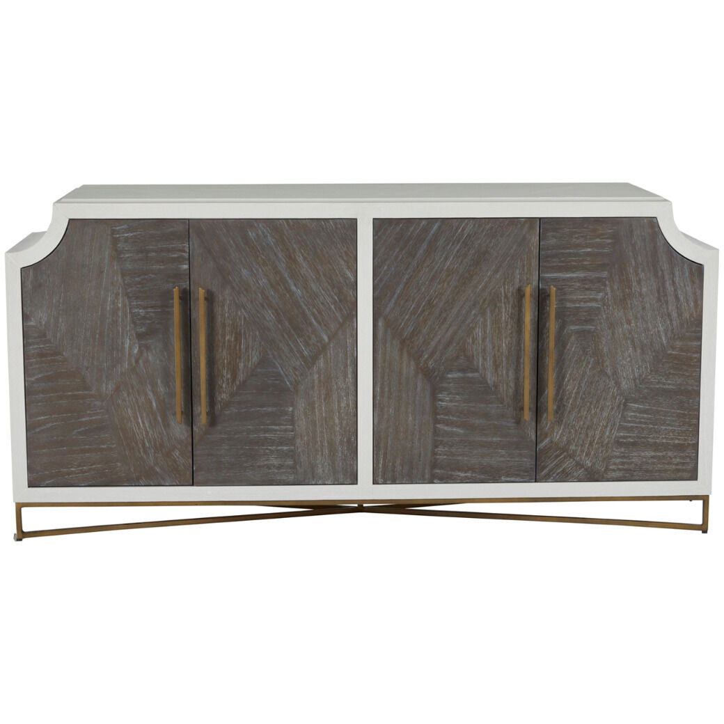 Kirsten Cerused White / Cerused Coal / Stained Brass Cabinet