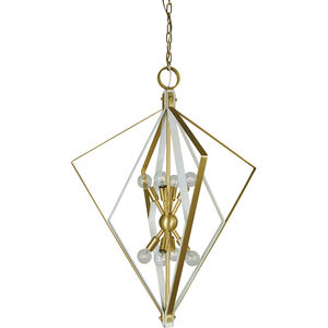 Zoe 8 Light 25 inch Satin Brass with Matte Black Accents Foyer Chandelier Ceiling Light