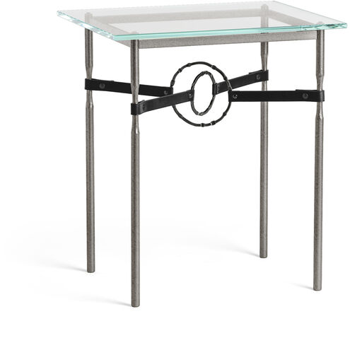 Equus 25.1 X 22 inch Natural Iron and Black Side Table in Leather Black, Natural Iron/Black