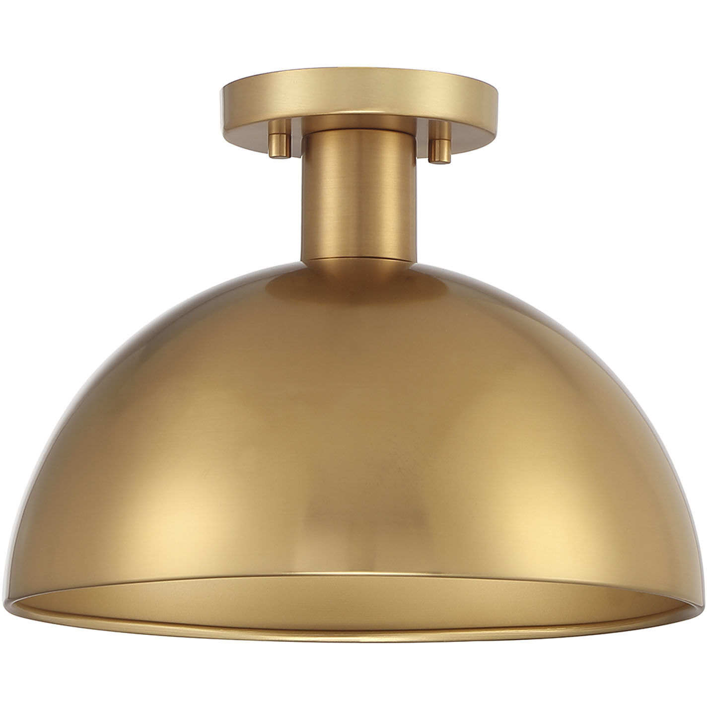 Vintage 1 Light 12 inch Natural Brass Semi-Flush Ceiling Light