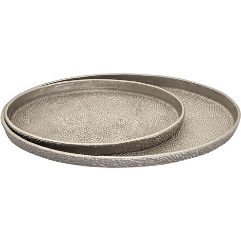 Oval Pebble Antique Nickel Tray, Set of 2