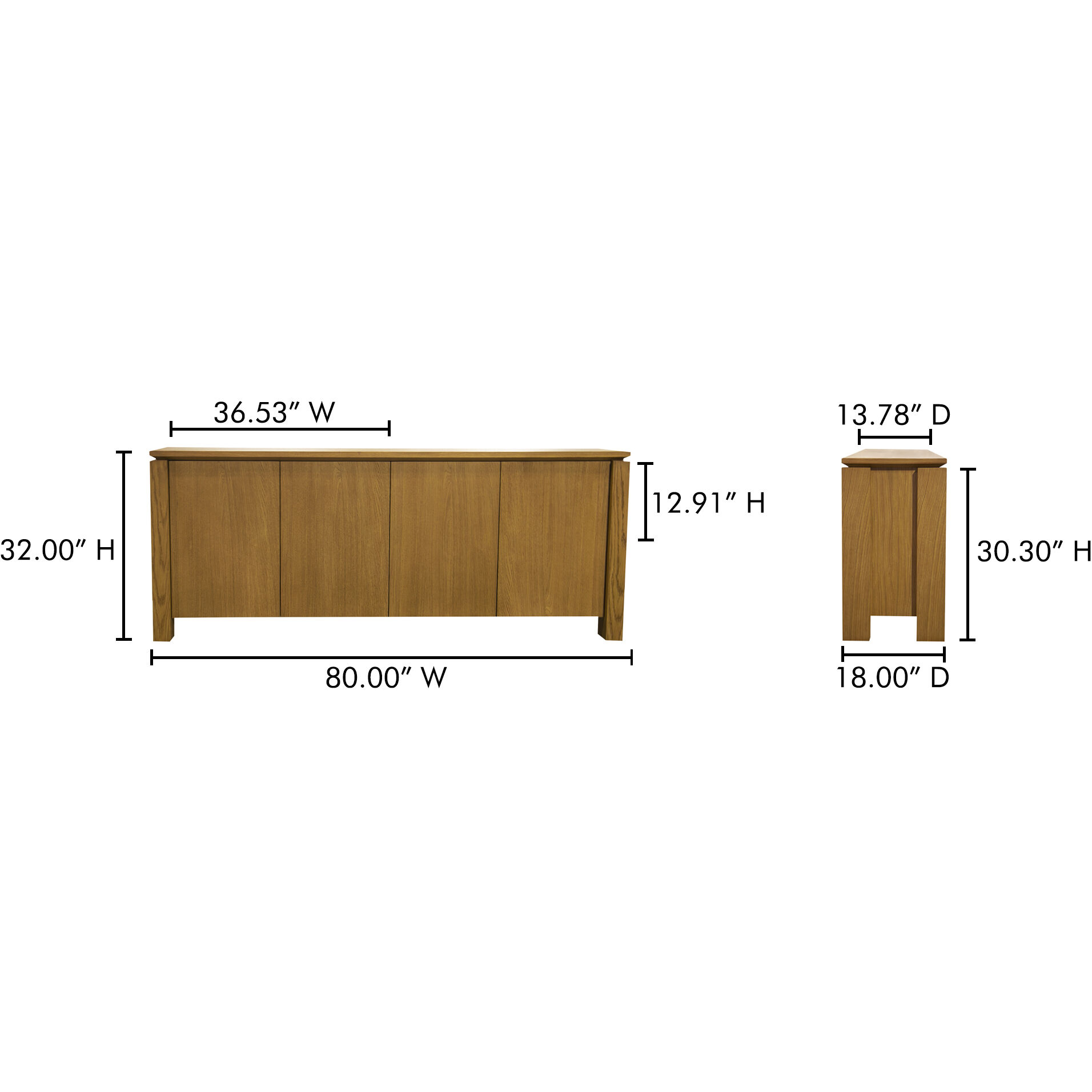 Brook 80 X 18 inch Brown Sideboard