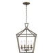 Lacey 4 Light 12 inch Antique Silver Leaf Pendant Ceiling Light