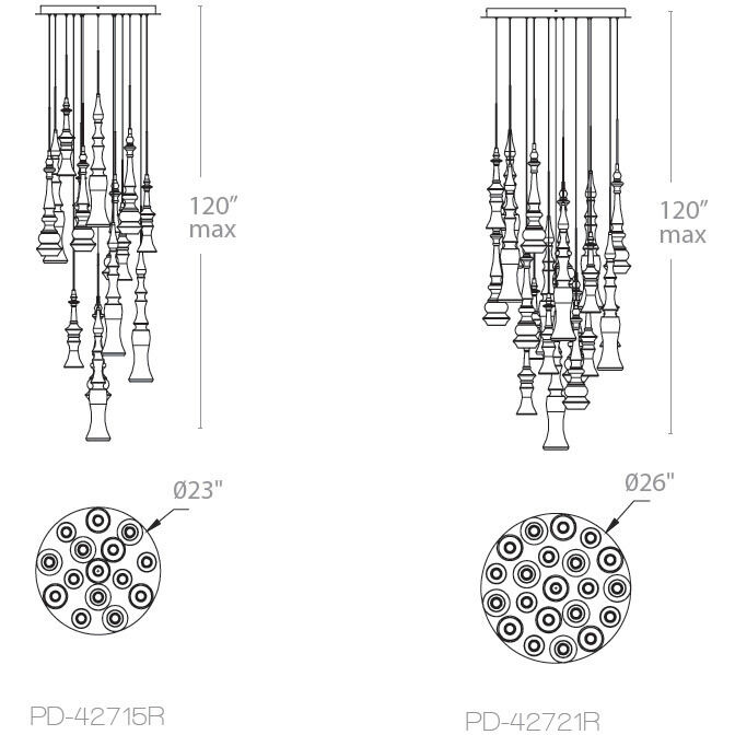 Hookah LED 26 inch Polished Nickel Chandelier Ceiling Light