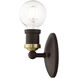Lansdale 1 Light 5 inch Bronze with Antique Brass Accents Single Vanity Sconce Wall Light, Single