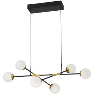 Calipso LED 33.5 inch Black and Brass Pendant Ceiling Light in 6