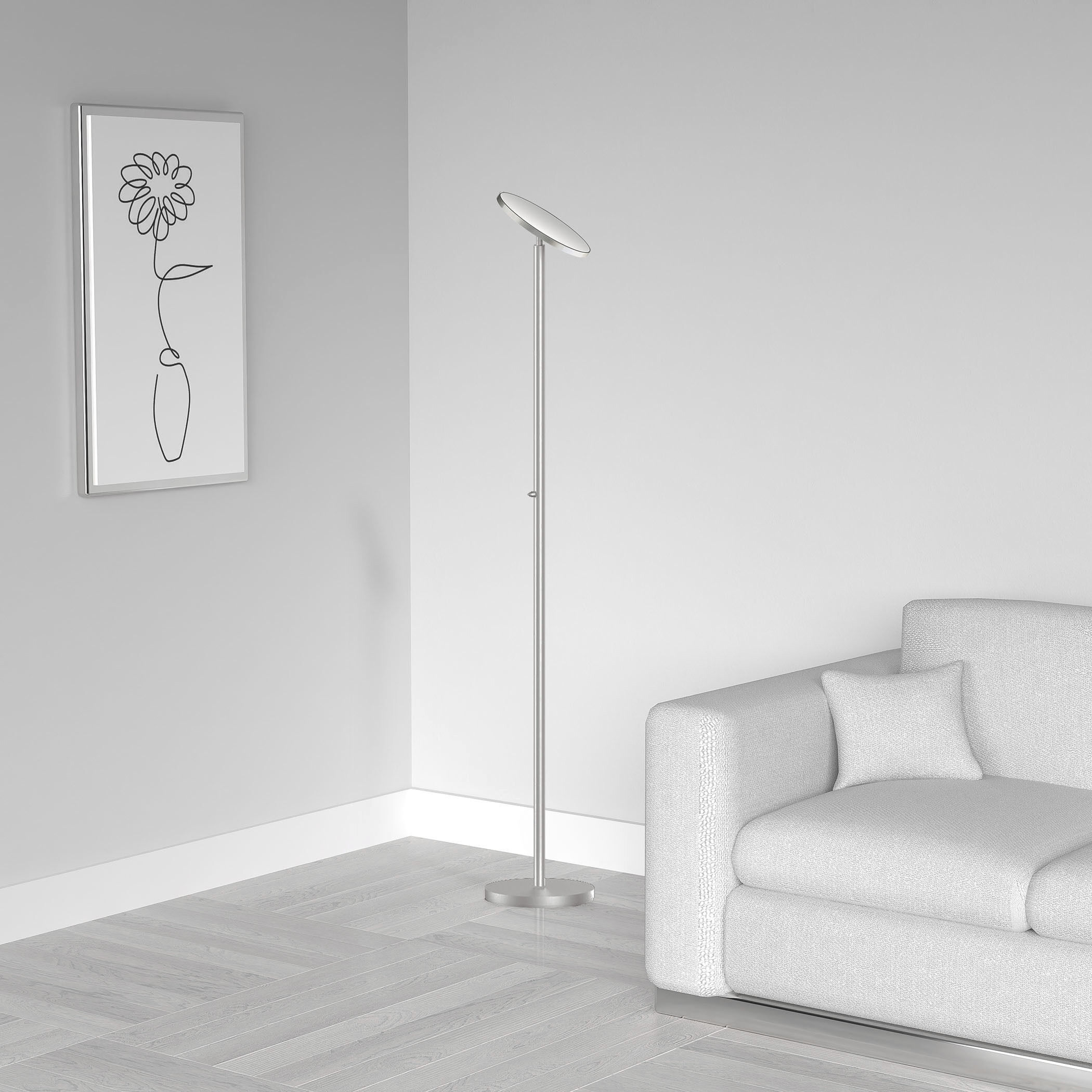 Modern 72 inch 30.00 watt Satin Nickel Decorative Floor Lamp Portable Light, Decorative
