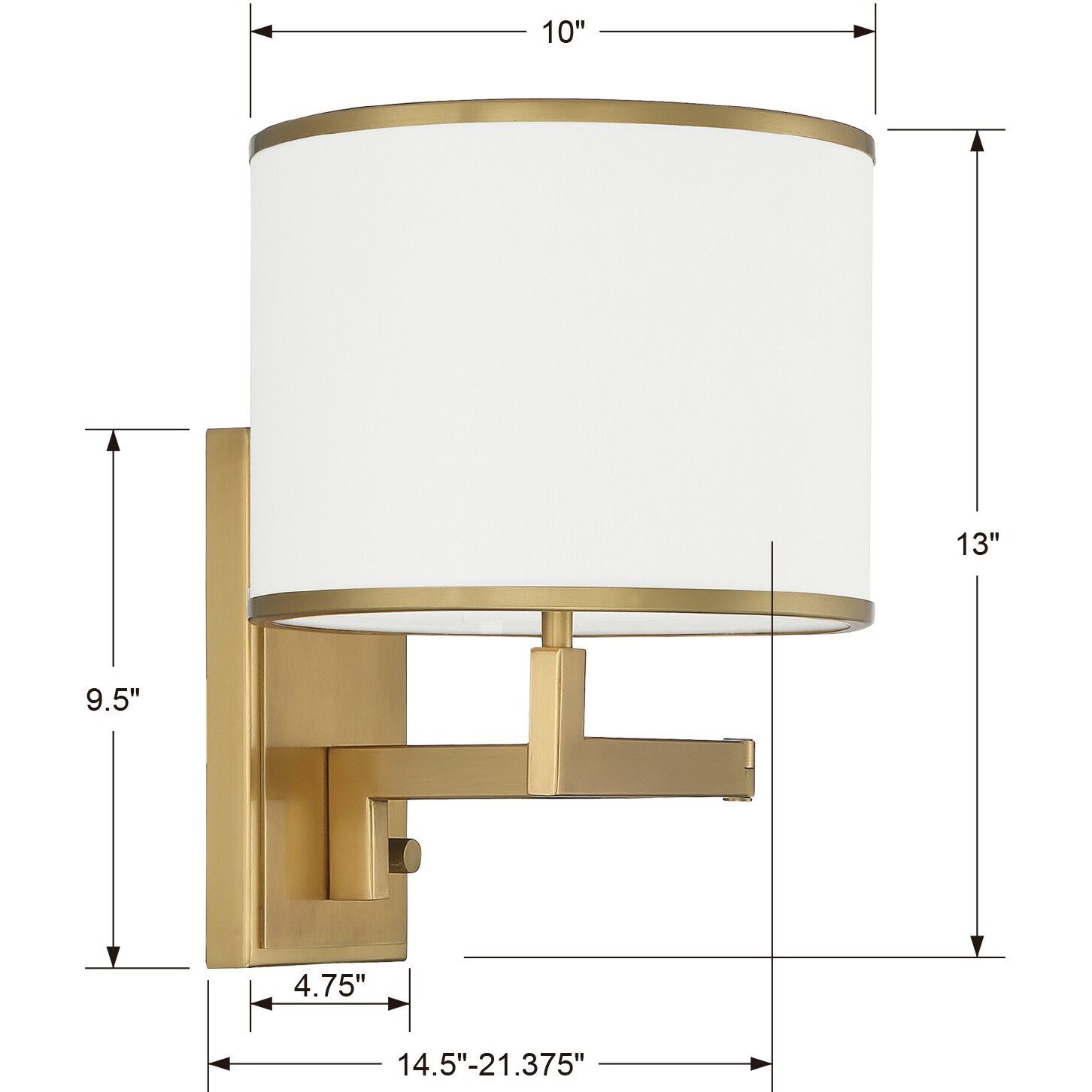 Madison 21.25 inch 60.00 watt Aged Brass Task Sconce Wall Light