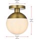 Eclipse 1 Light 8 inch Satin Gold Flush Mount Ceiling Light
