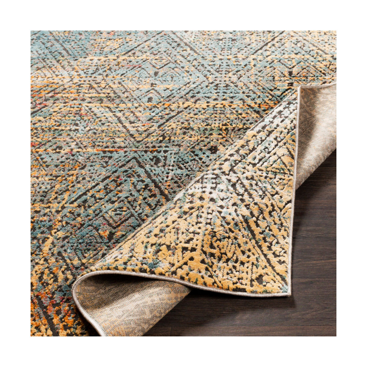 Herati 35 X 24 inch Aqua/Butter/Bright Blue/Dark Green/Bright Orange Rugs, Rectangle