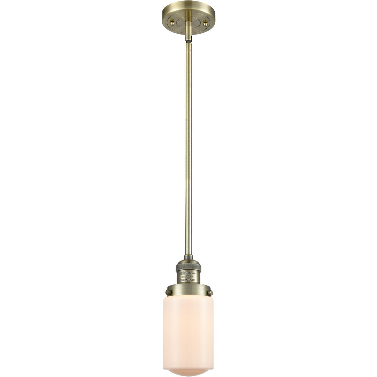 Franklin Restoration Dover LED 5 inch Antique Brass Mini Pendant Ceiling Light in Matte White Glass, Franklin Restoration