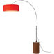 Tambo 92 inch 14 watt Satin Nickel and Dark Walnut Arc Floor Lamp Portable Light in Crimson Red Linen