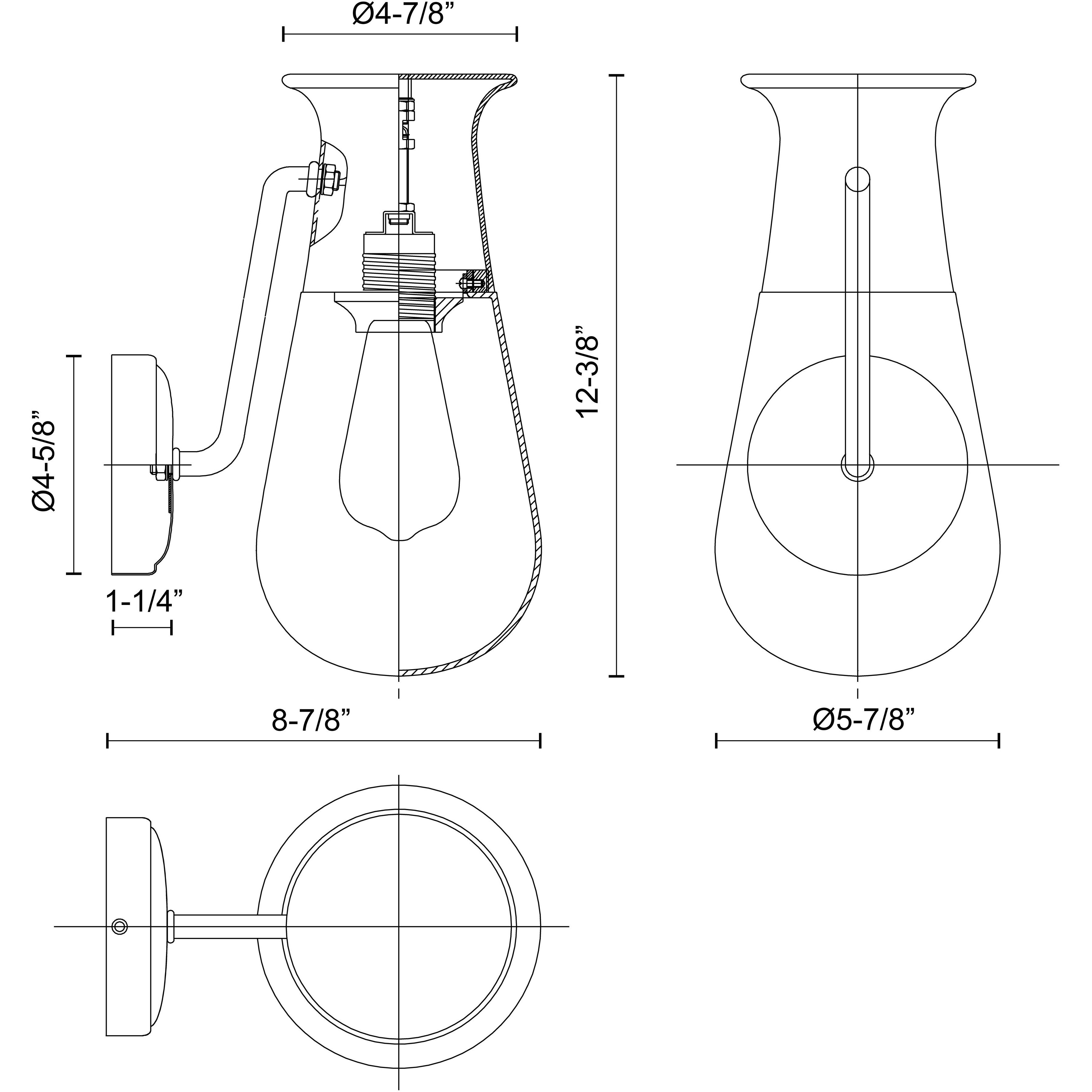 Marcel 1 Light 5.88 inch Vintage Brass Vanity Light Wall Light