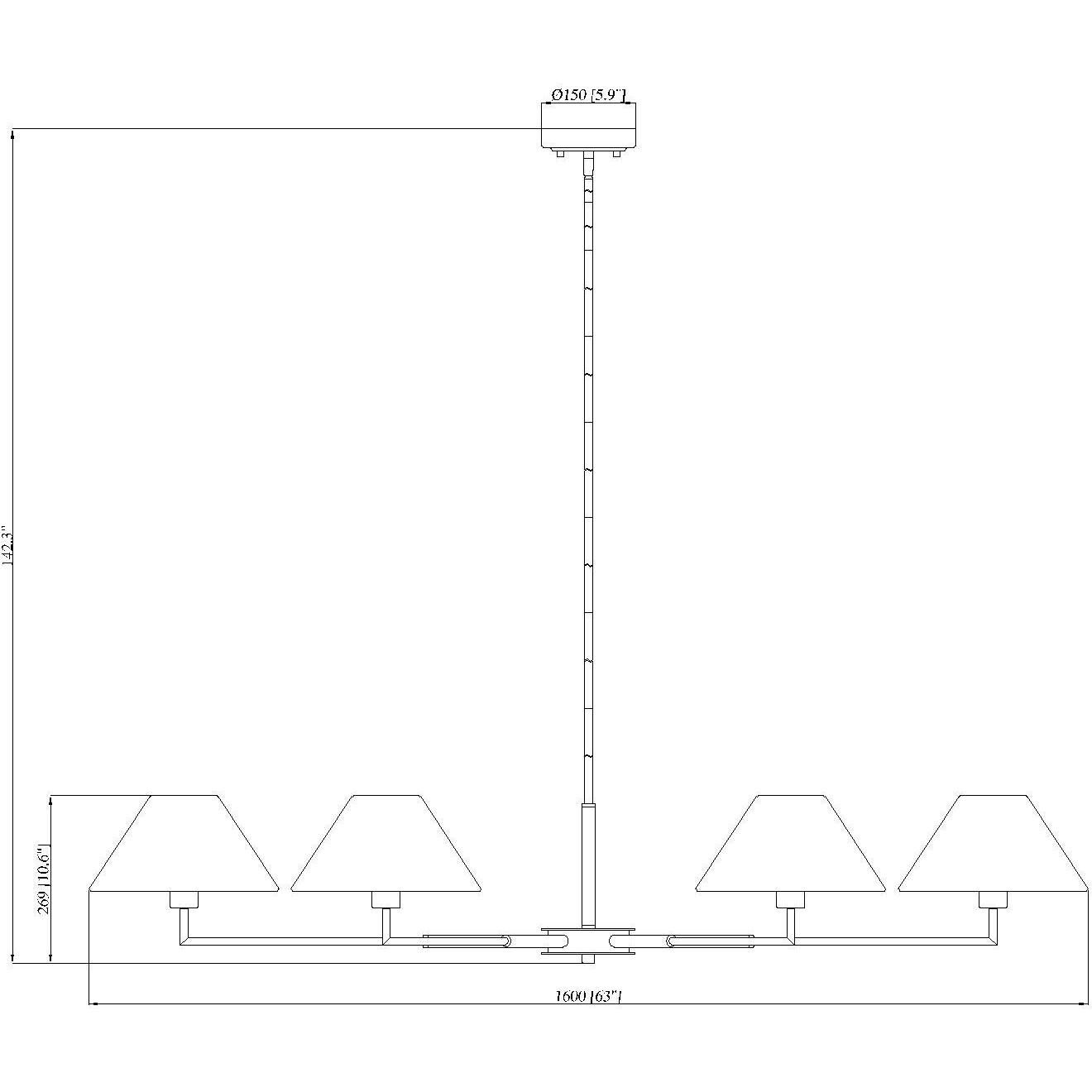 Leila 6 Light 63 inch Matte Black Chandelier Ceiling Light